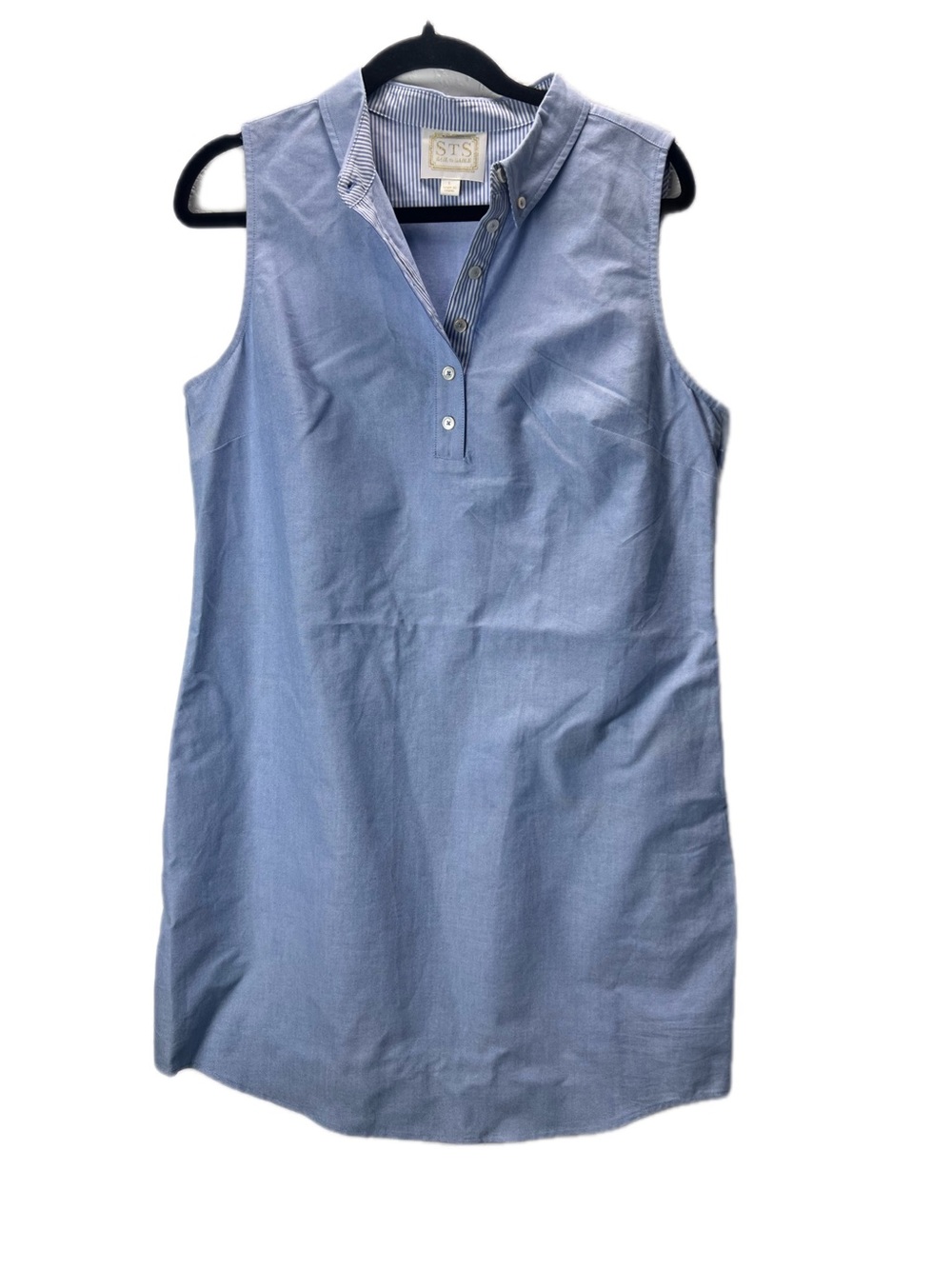 STS Sail to Sable Light Blue Sleeveless Oxford Shift Dress Size Large - Picture 2 of 12
